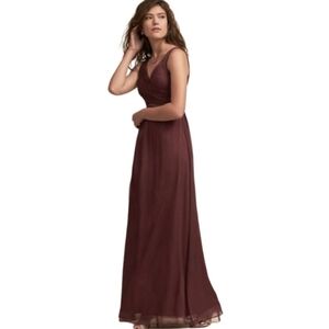 Bhldn Anthropologie Burgundy Ruched Bodice Bridesmaid Dress Gown